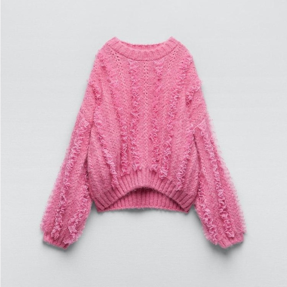 Pink Women's Textured Knit Sweater